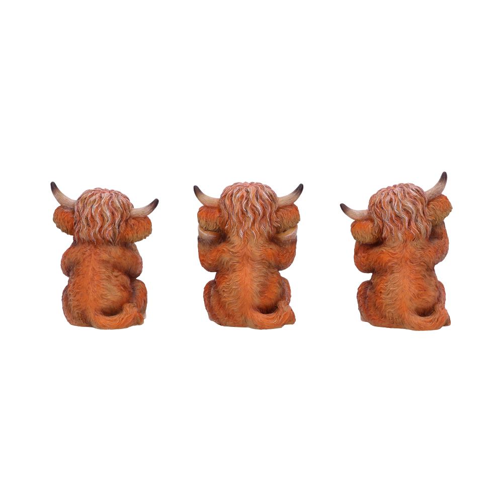 Three Wise Highland Cow Figurines